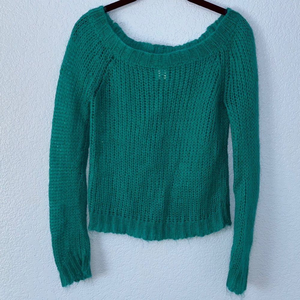 Old Navy Teal Perfect Fit Sheer Crew Neck Sweater Size Medium